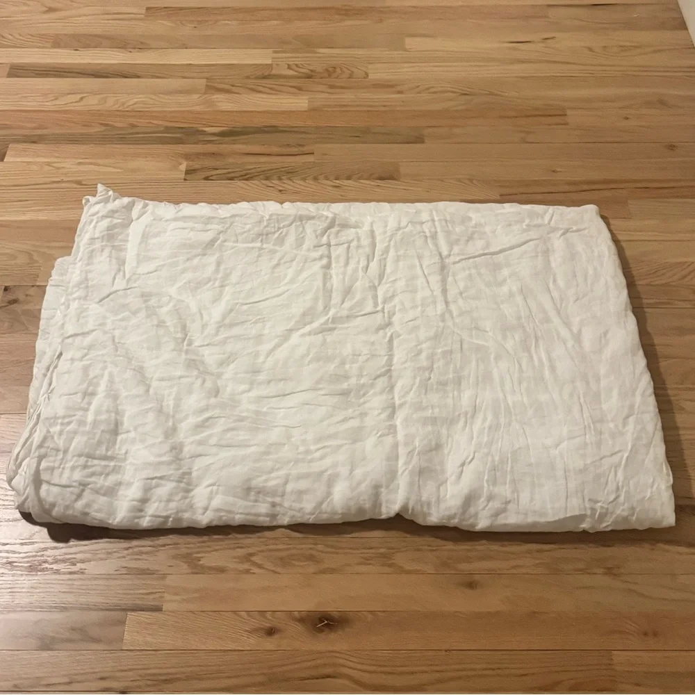 West Elm European Flax 100% Linen White King/Cal King Duvet Cover‎